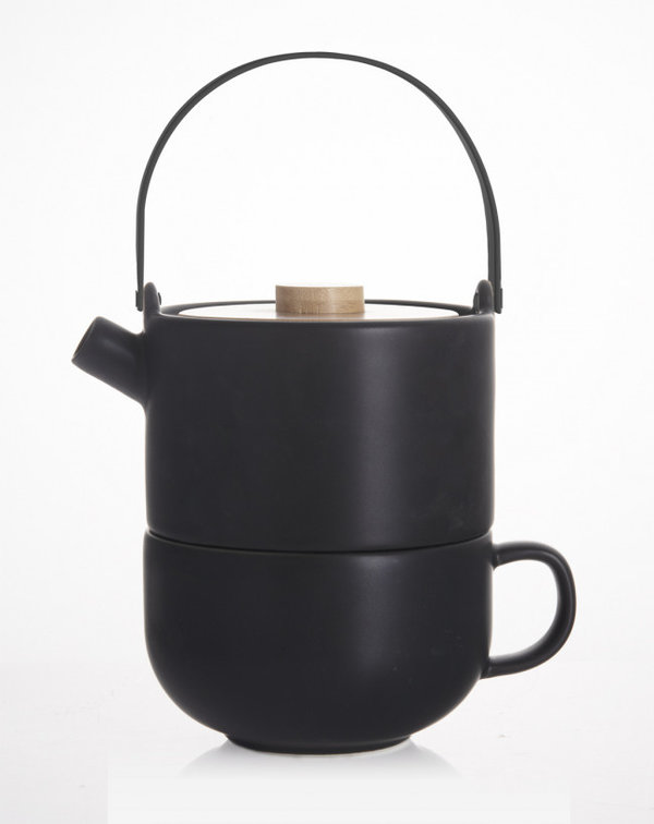 Tea for one Umea, schwarz, mit Bambusdeckel